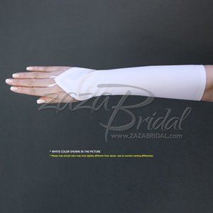 Stretch Dull Matte Satin Fingerless Gloves 8BL/No Shine, Elegant Look